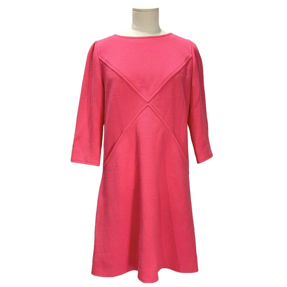 Courreges Trapeze Shift Dress Pink Wool Made In France Size 8